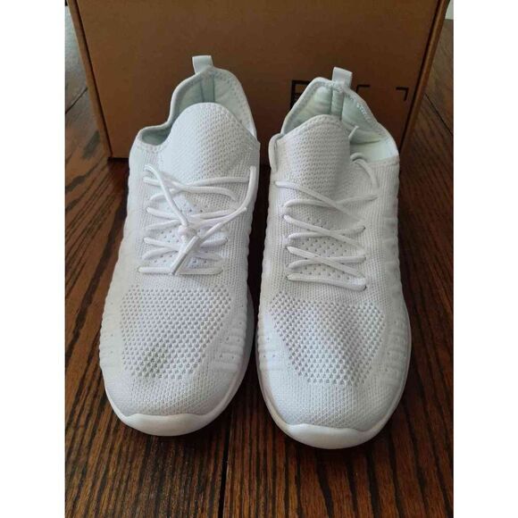 New Mens 8.5 42 White Lightweight Running Tennis Walking Slip On Atheletic Shoes - Picture 2 of 6